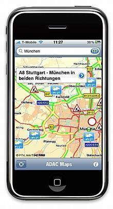 ADAC Maps auf einem Apple iPhone 